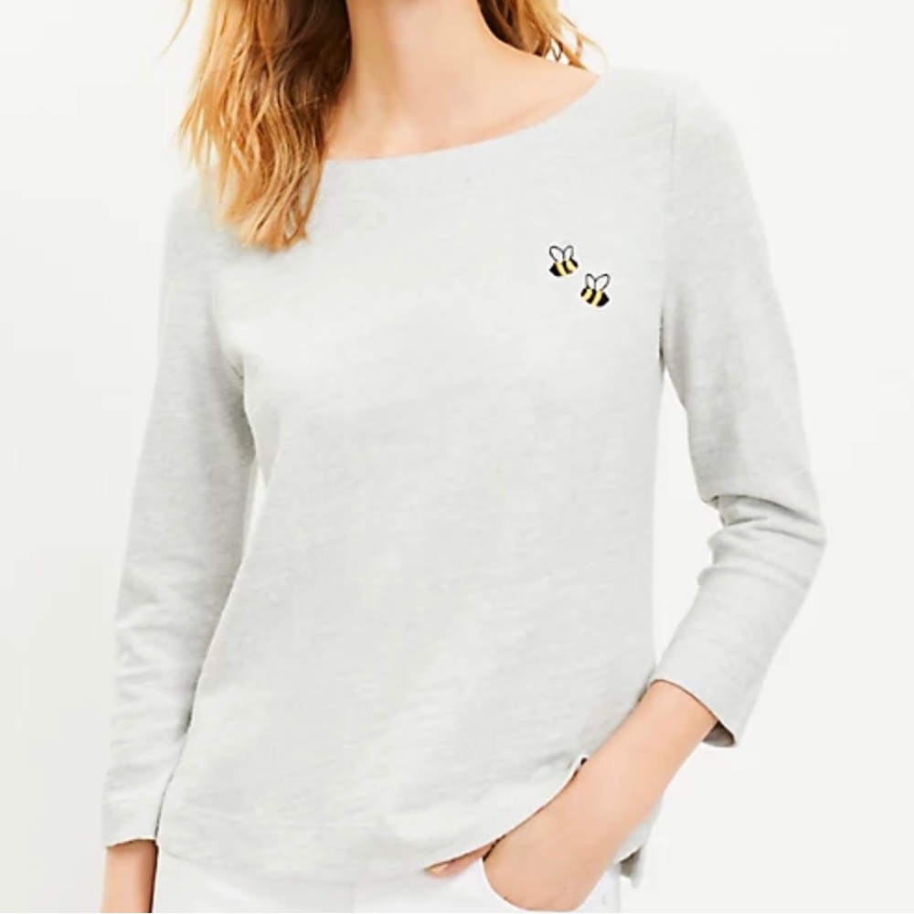 LOFT Embroidered Bee Top